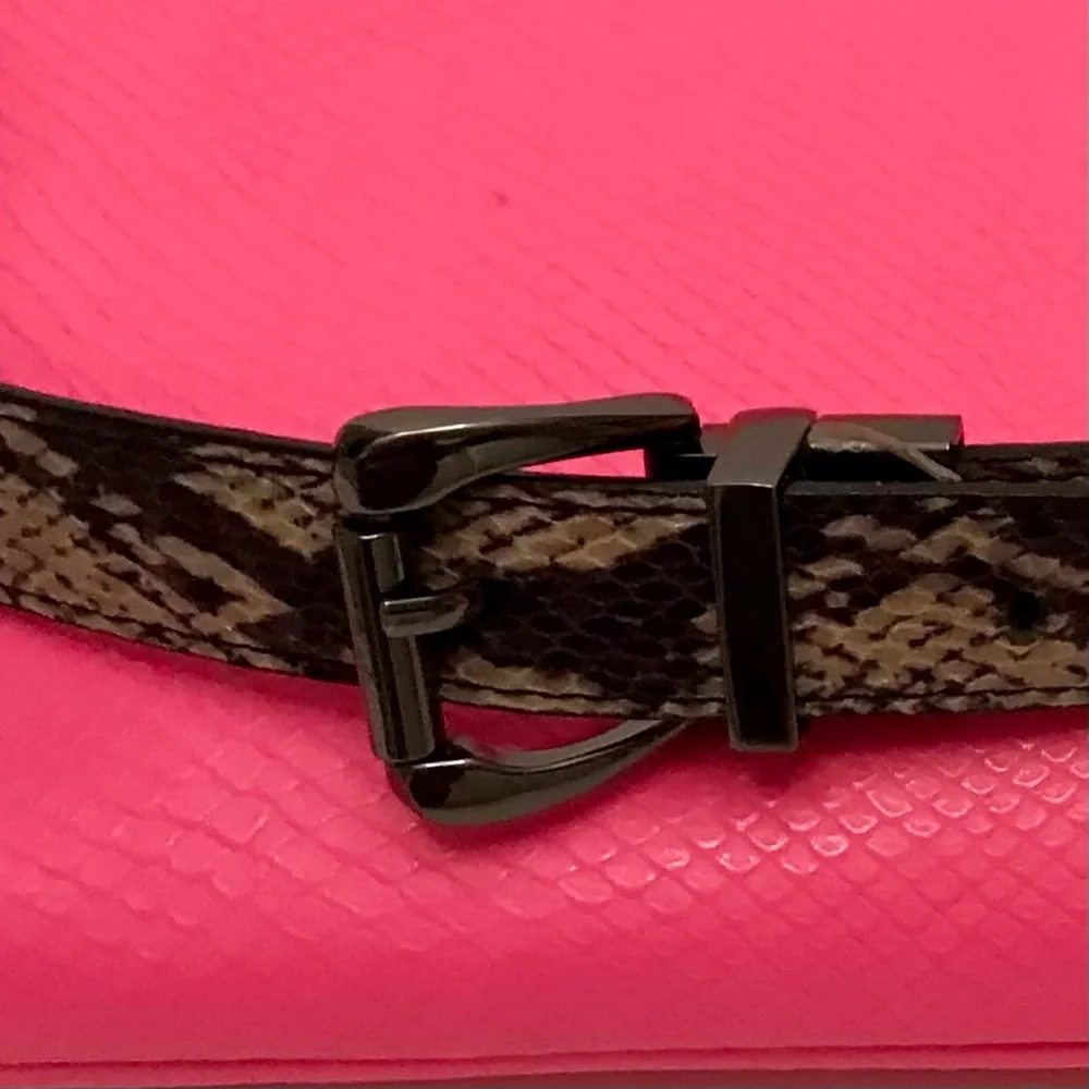 Nine West Python Embossed Metallic Leather Statement Belt - Picture 4 of 6